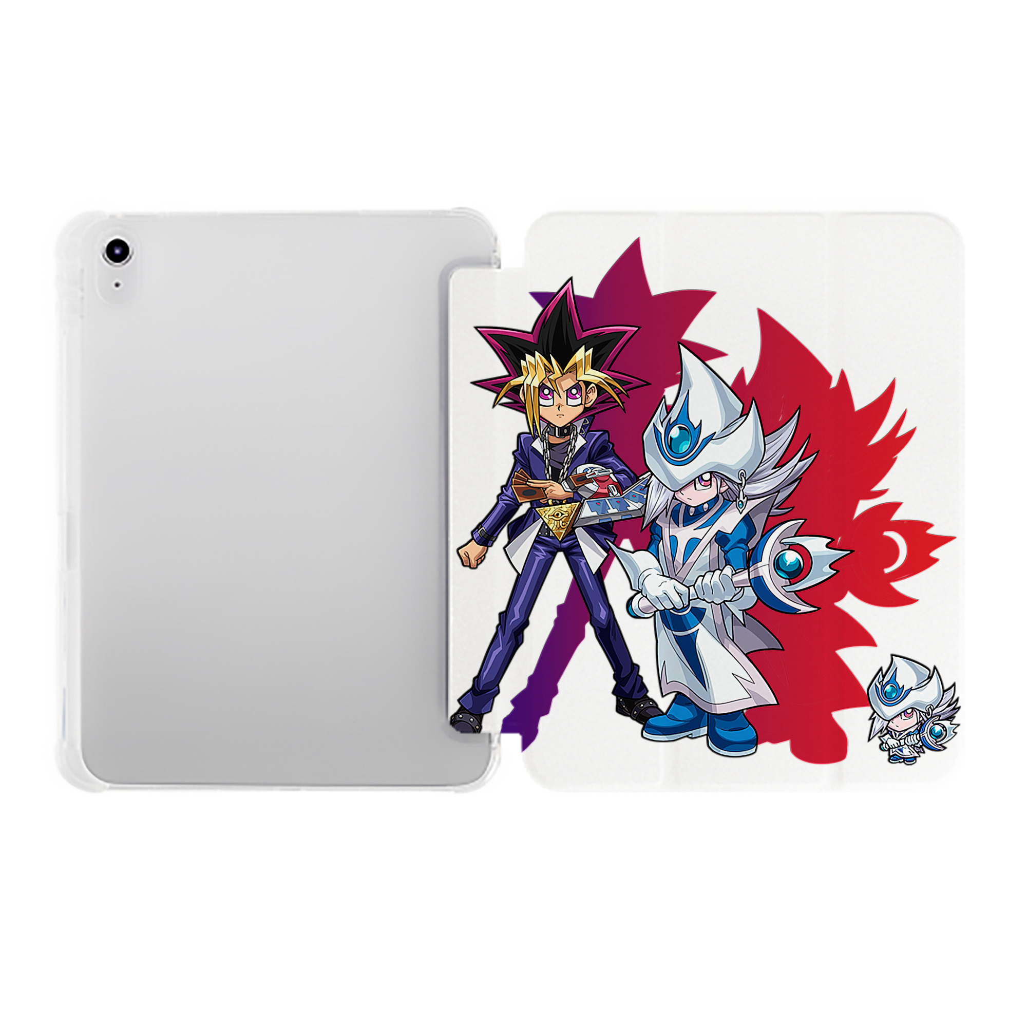 （画像用） 遊☆戯☆王 Yu-Gi-Oh! IPad ケース ペン収納付き 三つ折りスタンド PUレザー×シリコン 対応機種9.5/10.5/10.9インチ